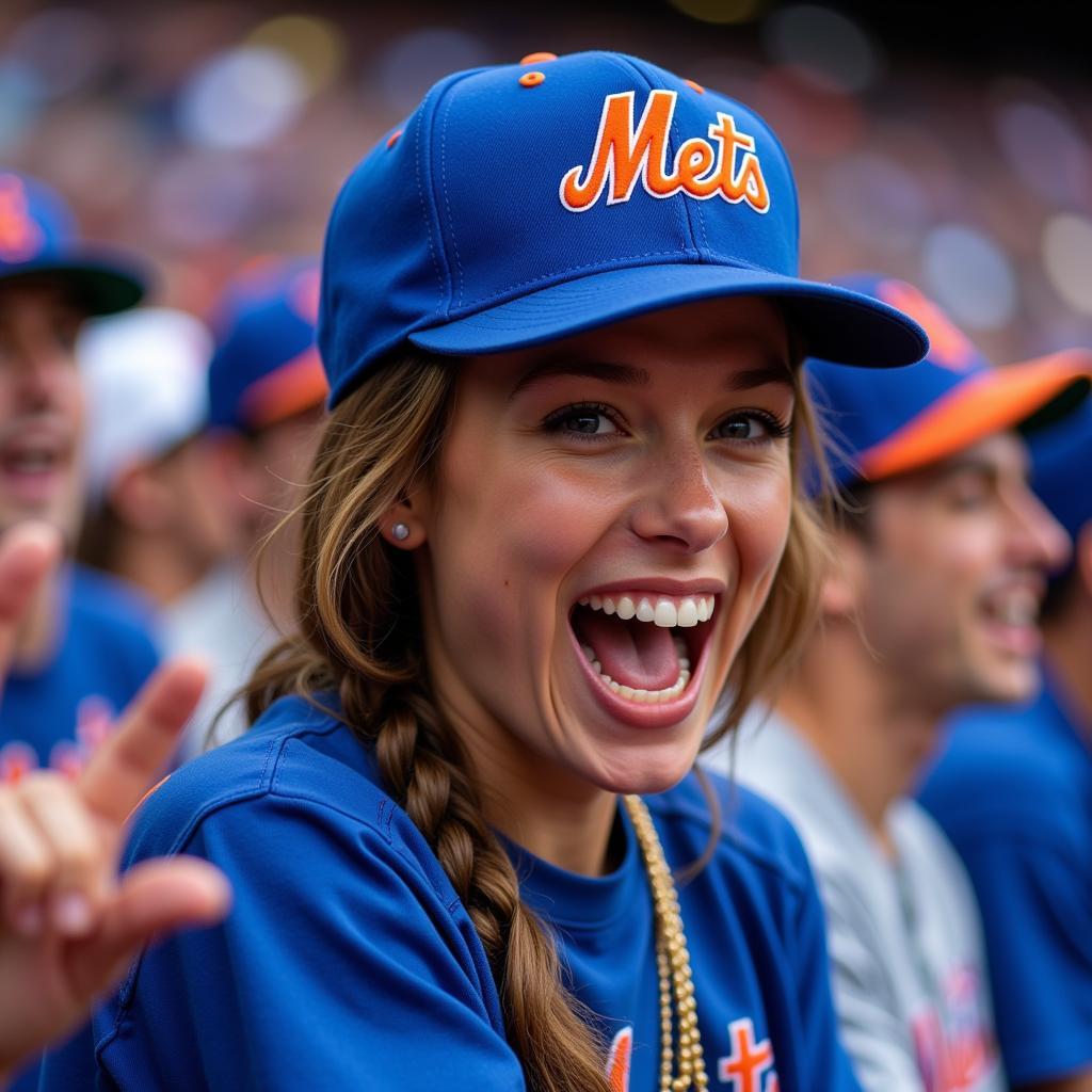 Mets Fan Wearing Subway Series Hat