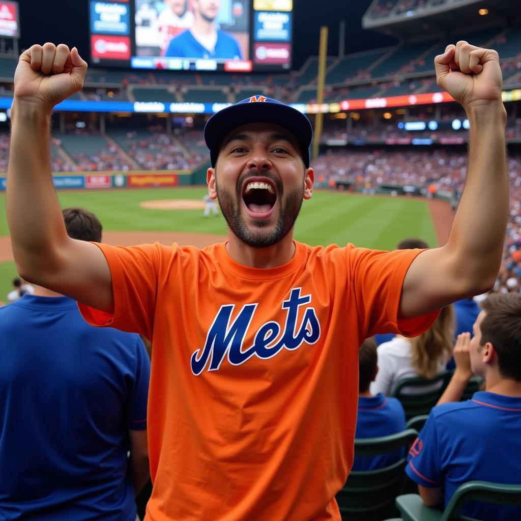 Mets Fan Wearing Shea Stadium T-shirt at Game