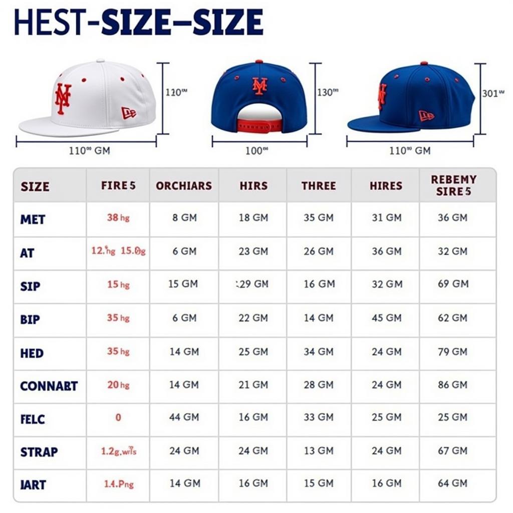 New York Mets Fitted Cap Sizing Chart