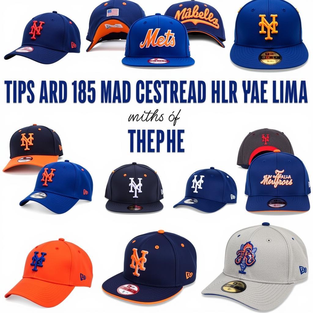 A collection of Mets World Series hats from different eras, showcasing their design evolution.