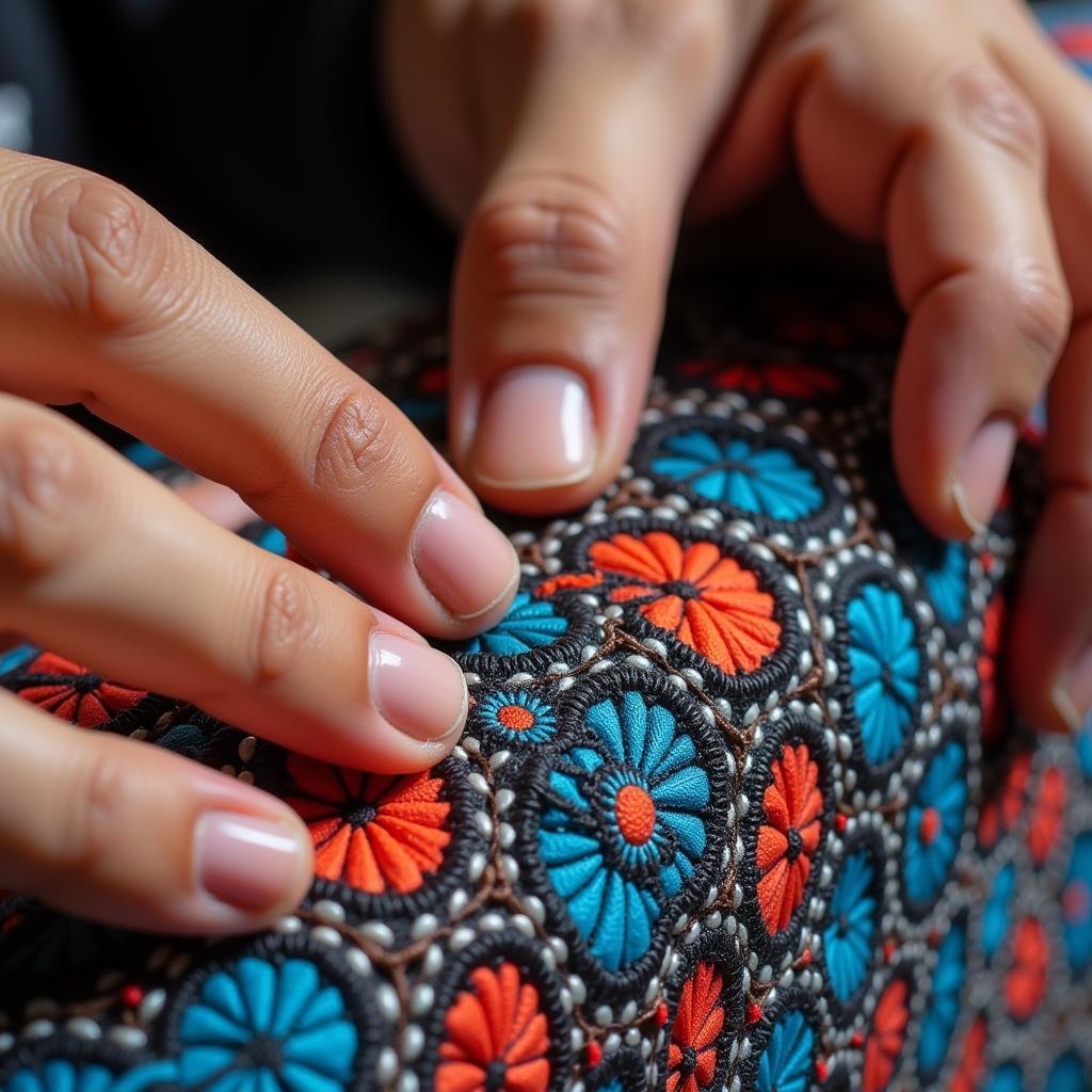 Mexican Artisan Hand-Stitching a Baseball Glove