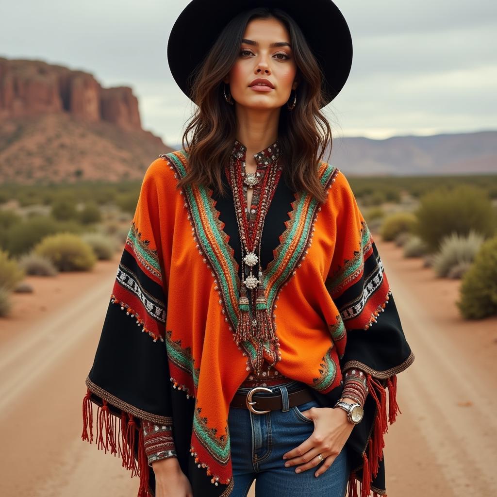 Modern Interpretation of Mexican Cowboy Poncho