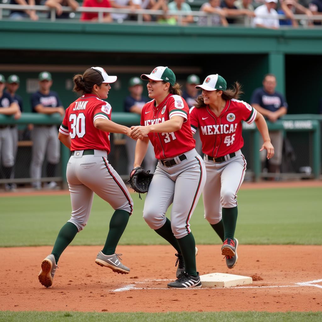 Mexican Softball Team in Action 