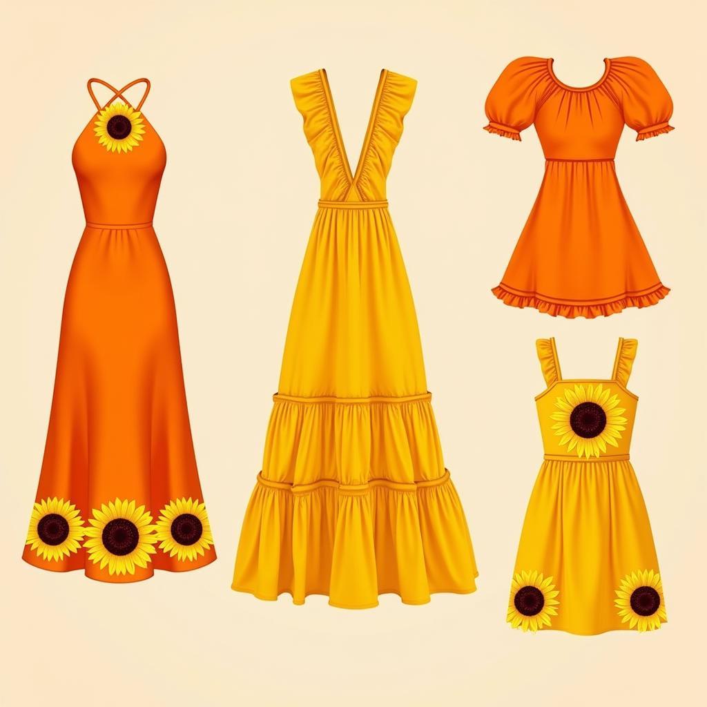 Different Styles of Mexican Sunflower Dresses