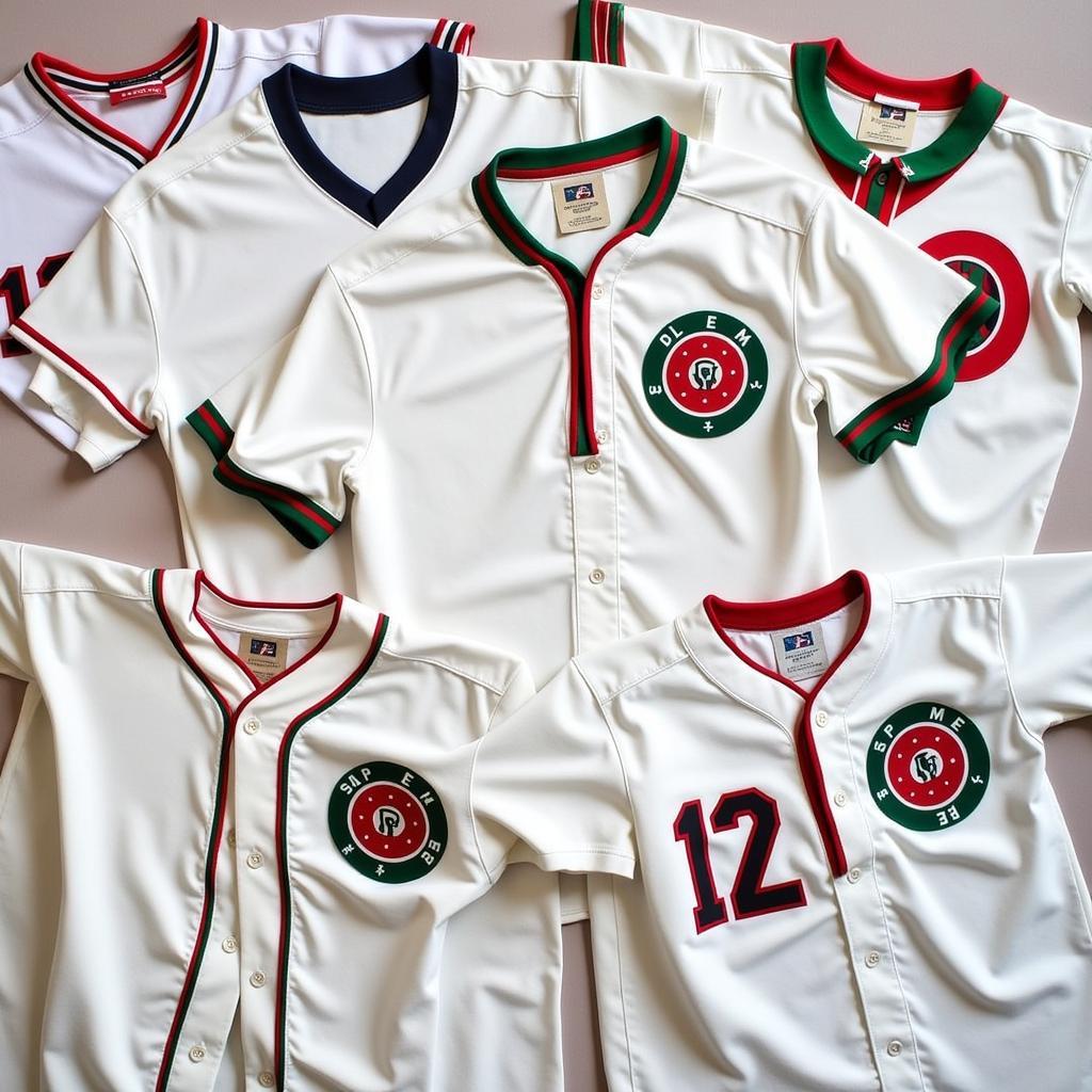 A collection of Mexico baseball jerseys from different eras