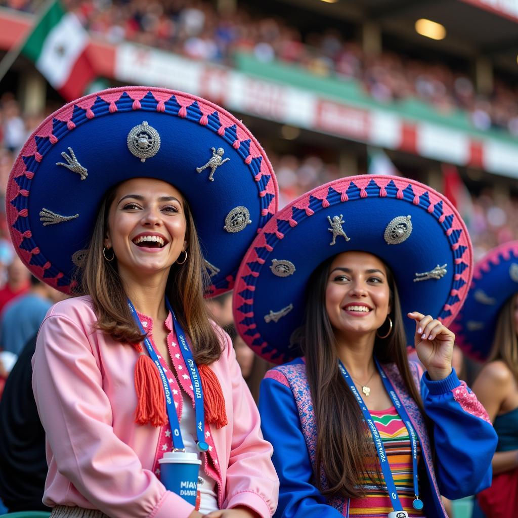 Fans Sporting the Iconic Mexico Blue and Pink Hat