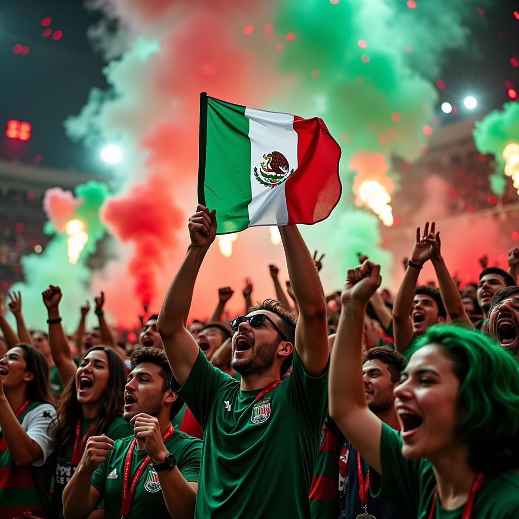 Mexican fans celebrating a goal