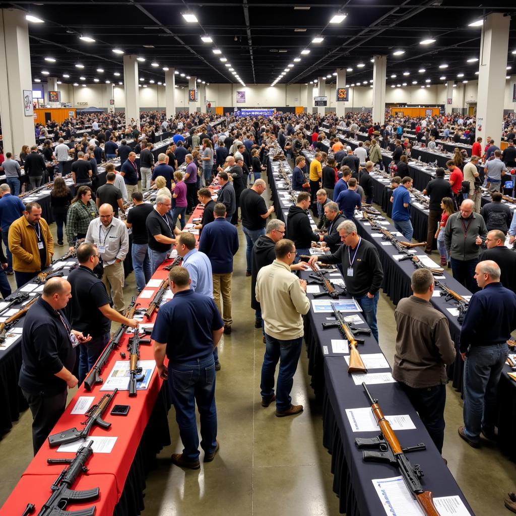 Attendees browsing firearms at the Miami Gun and Knife Show