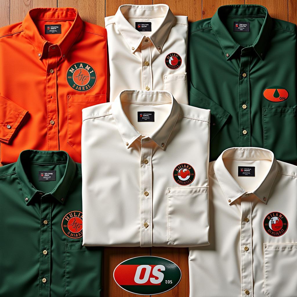  A collection of vintage and new Miami Hurricanes button-down shirts 