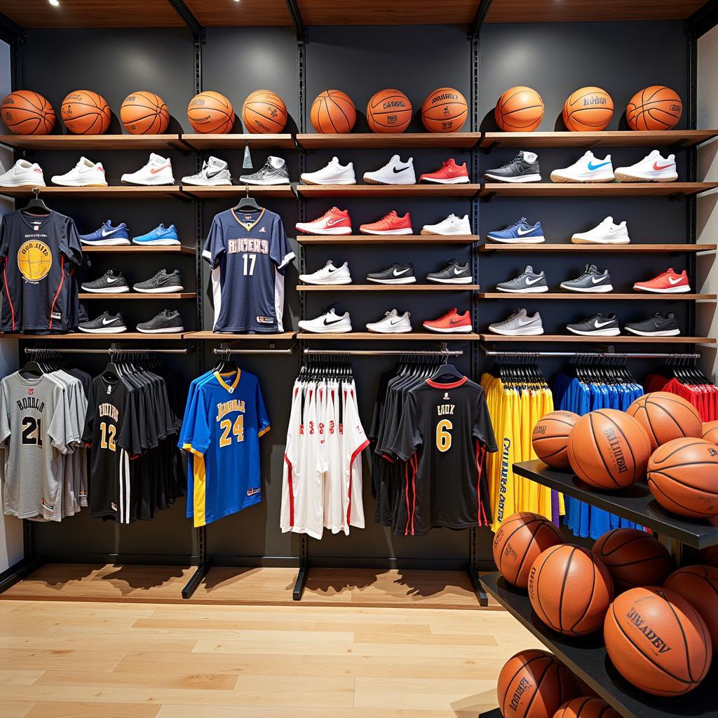 Basketball gear on display in a Miami sports store