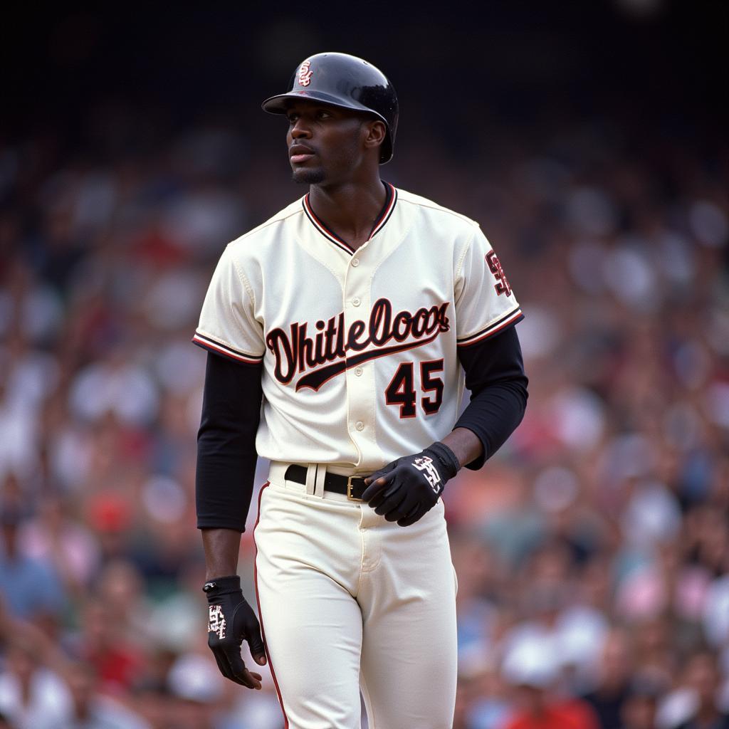 Michael Jordan in his Chicago White Sox jersey