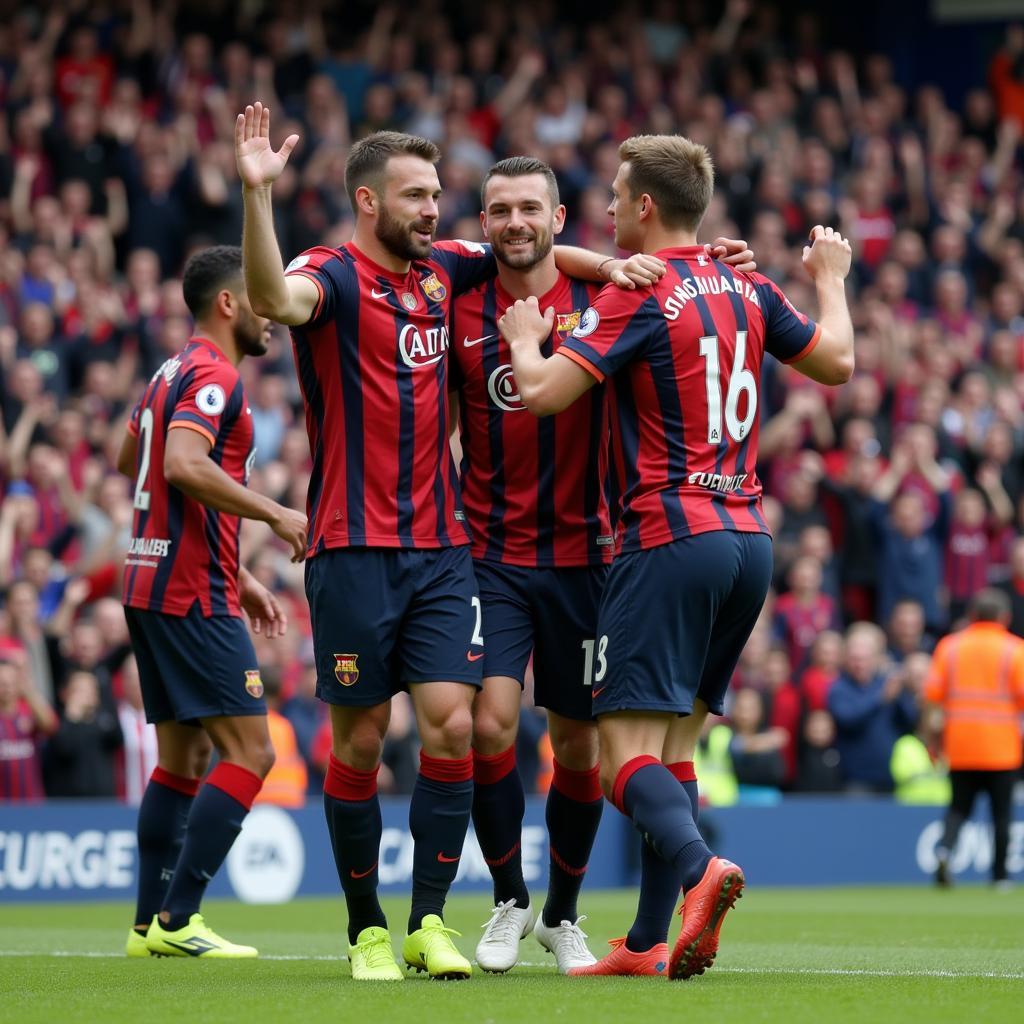 Midfielder Celebrates a Goal Created from the 10 Line