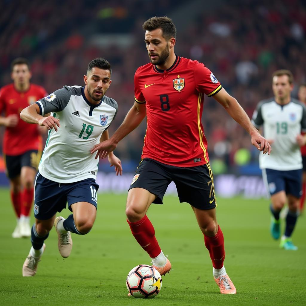 Midfielder controlling the ball in the bad boy seat