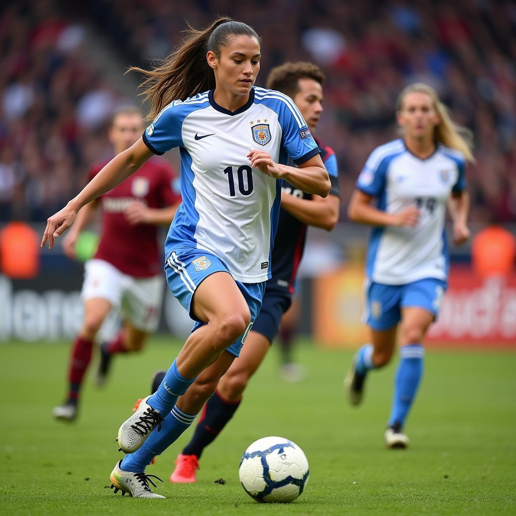 A midfielder showcasing exceptional ball control during a match