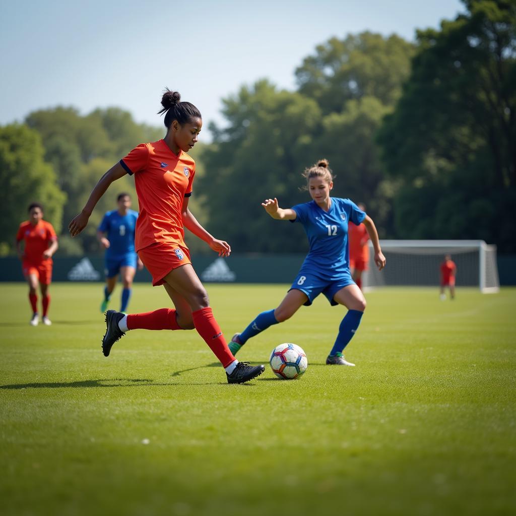 Midfielder Executing a Precise Pass