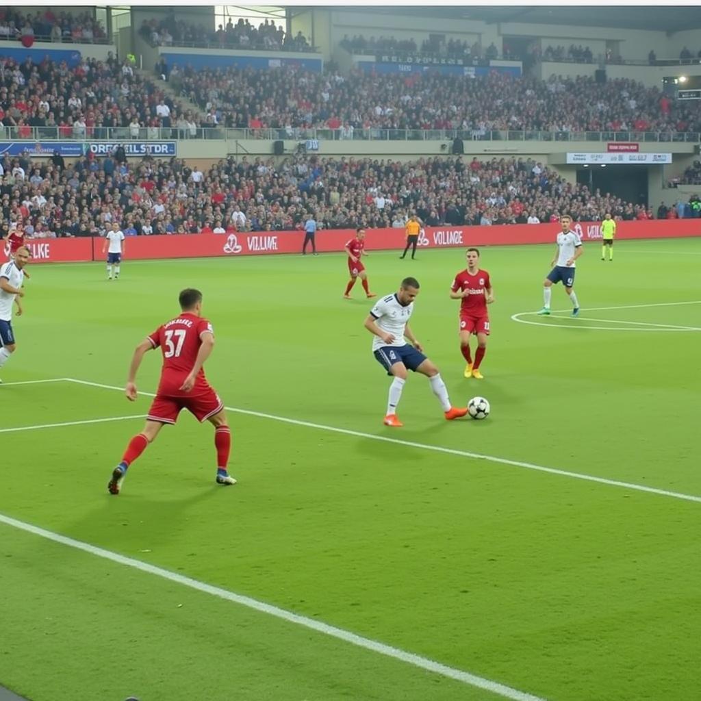 Midfielder executing a push through center back maneuver