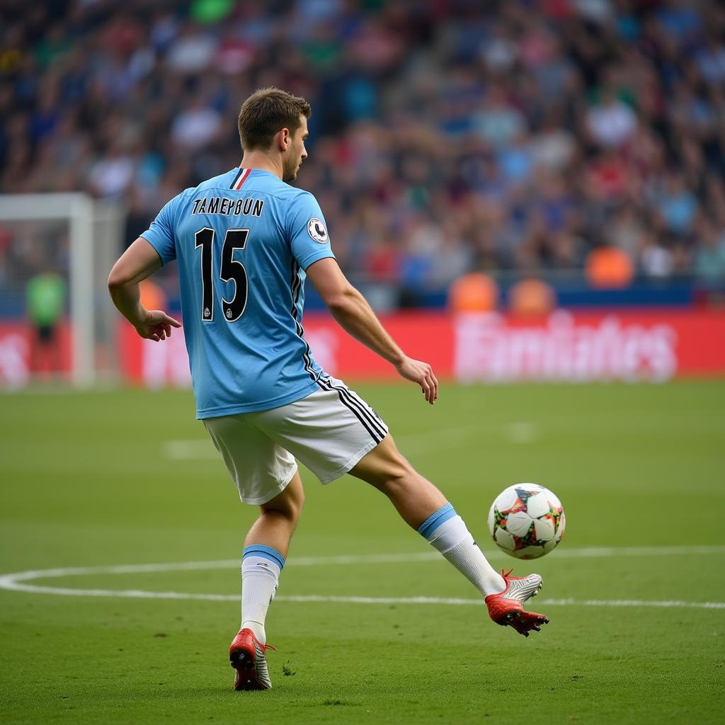 Midfielder scans the field during a match