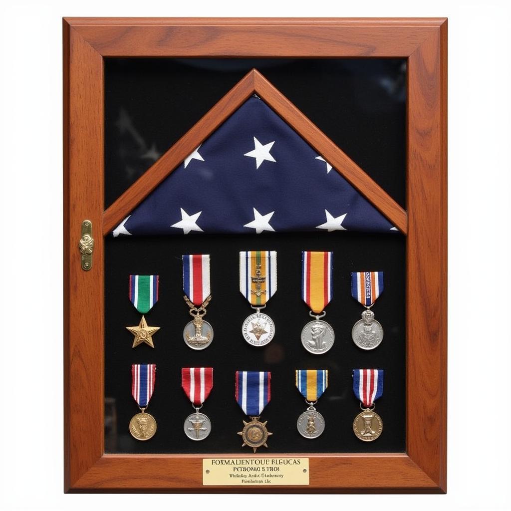 Elegant Military Medal Display Case with American Flag