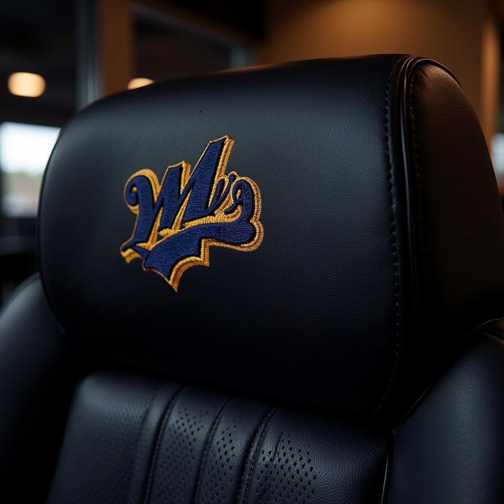 Milwaukee Brewers logo embroidered on a comfortable chair