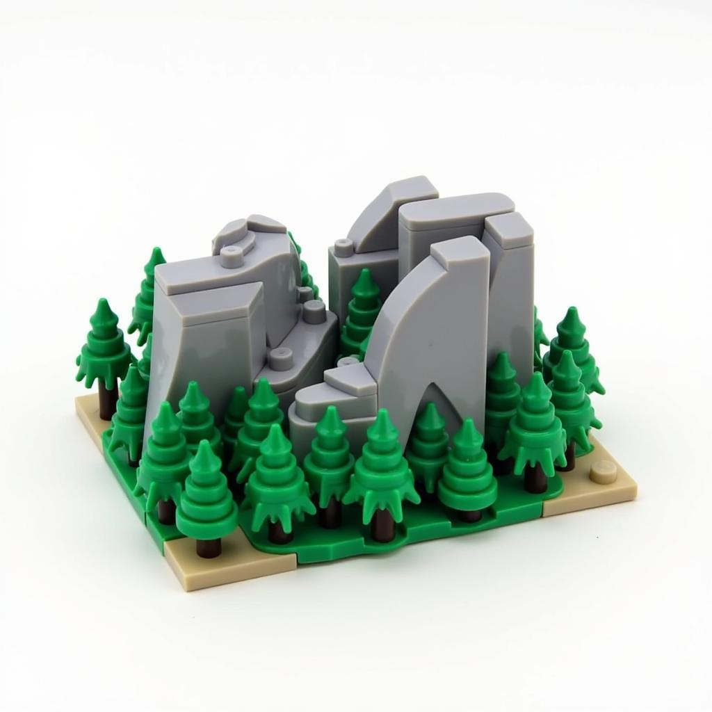 Mini building blocks model of Yosemite National Park featuring Half Dome and El Capitan.