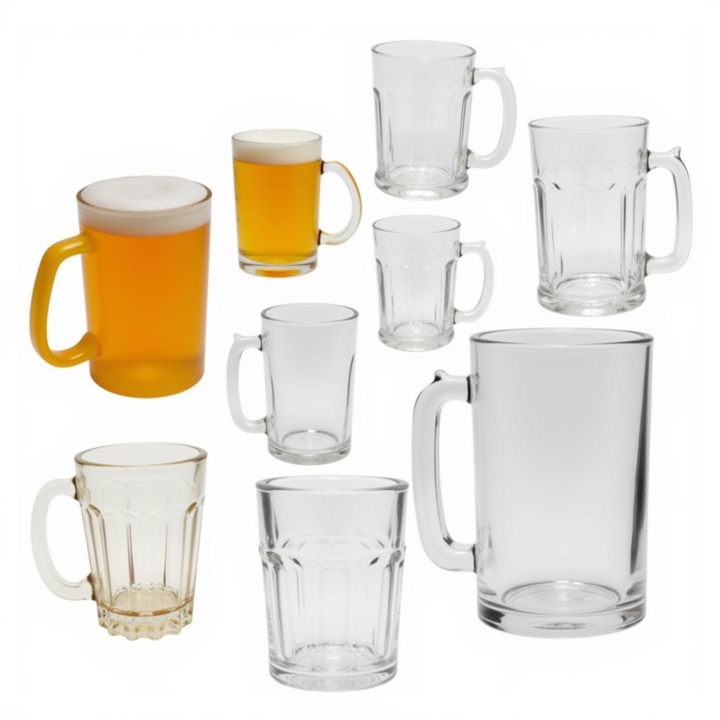 Variety of Mini Plastic Beer Mugs in Different Sizes and Colors