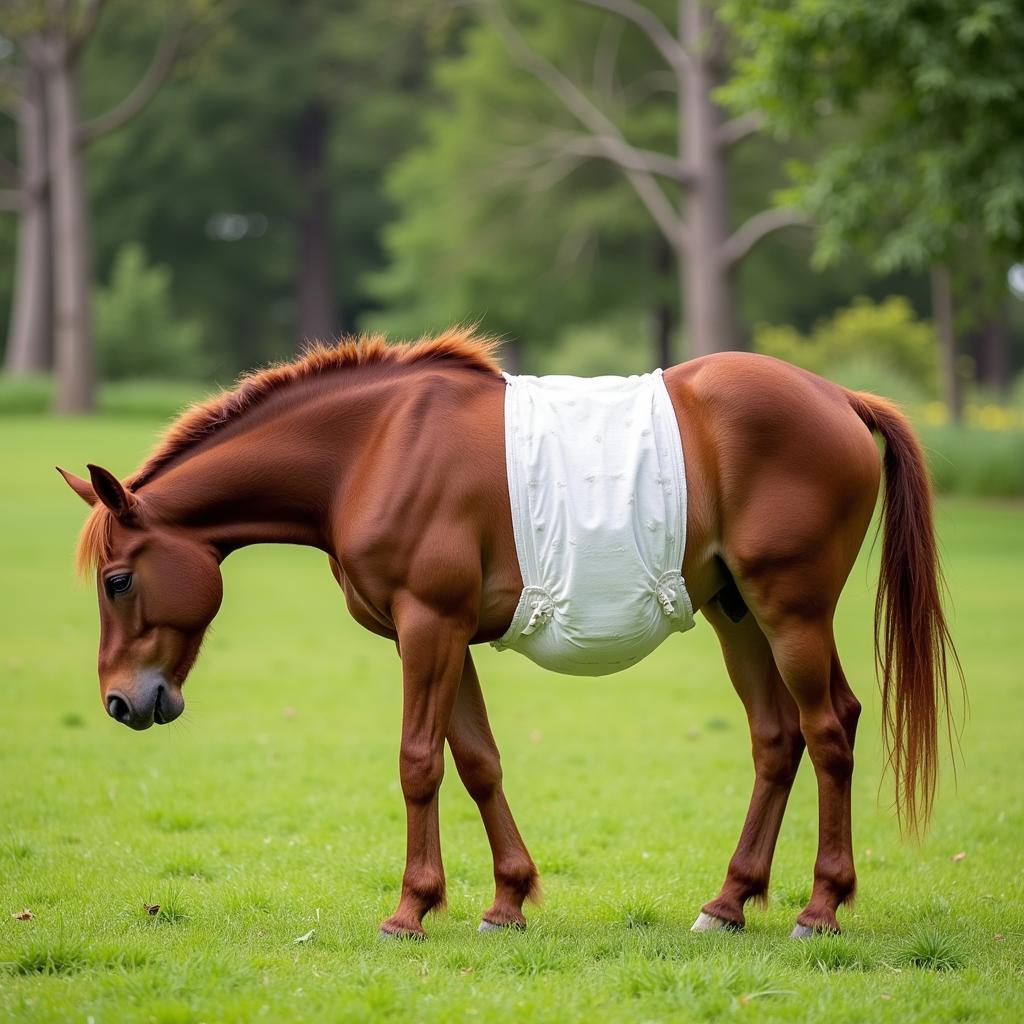 Miniature horse sporting a diaper