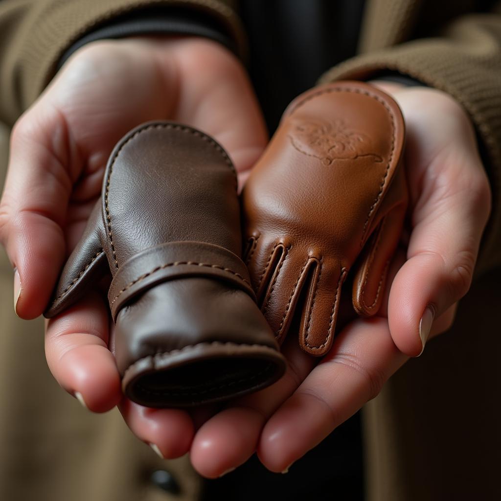 Antique Miniature Leather Gloves