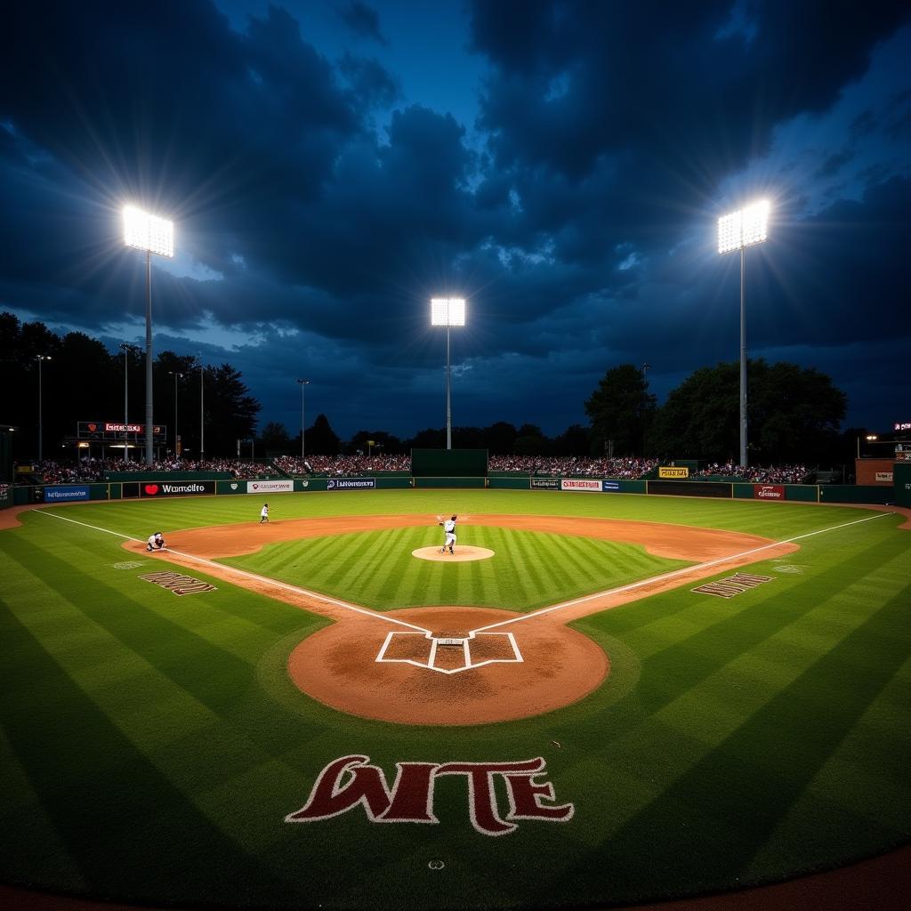 Minor League Baseball Game Under the Lights