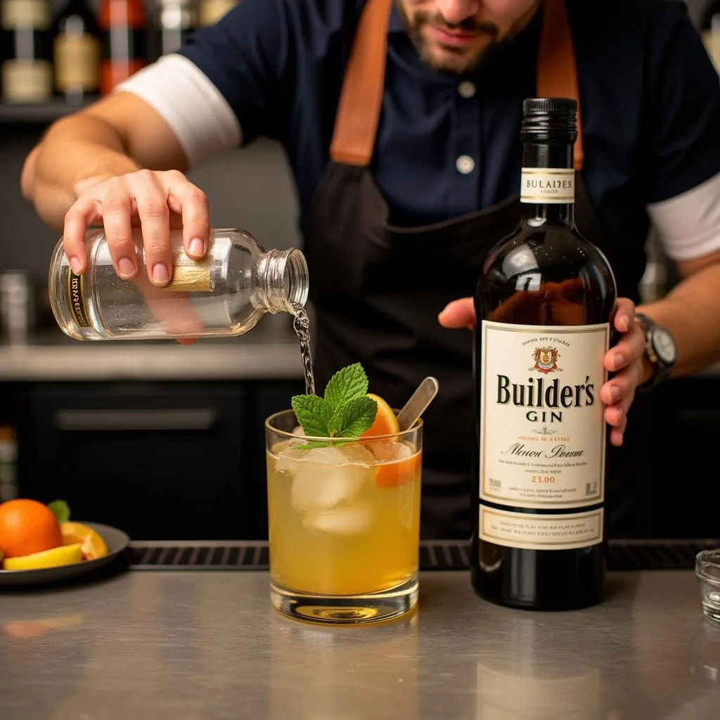 Mixologist Preparing a Builders Gin Cocktail