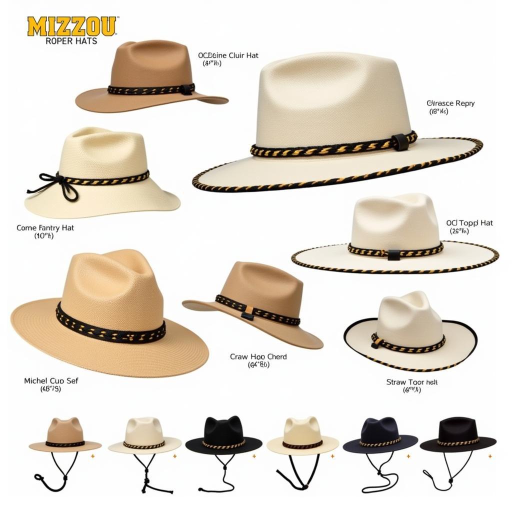 Different styles of Mizzou rope hats