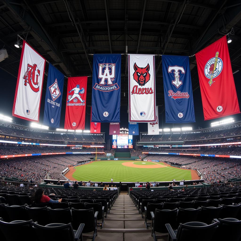 MLB Championship Banners Hanging from Rafters