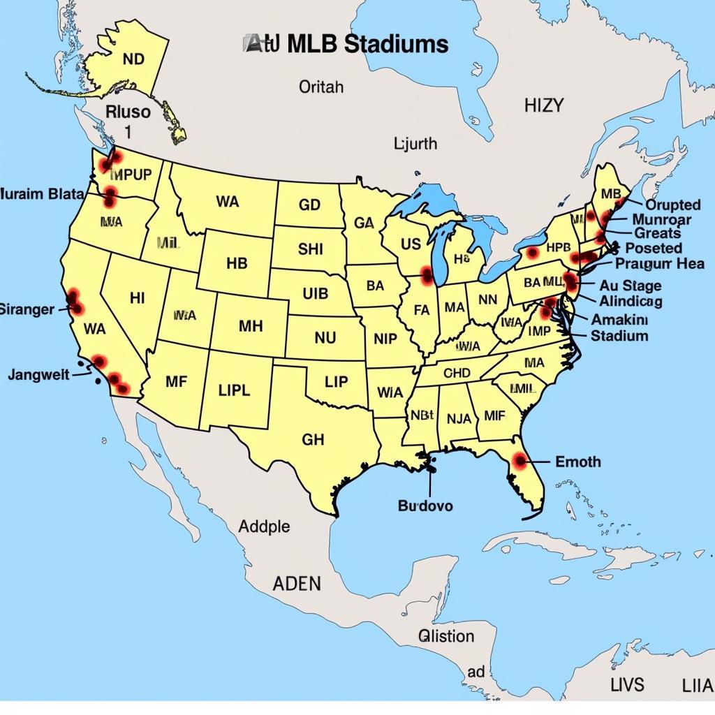 Map of MLB Stadium Locations