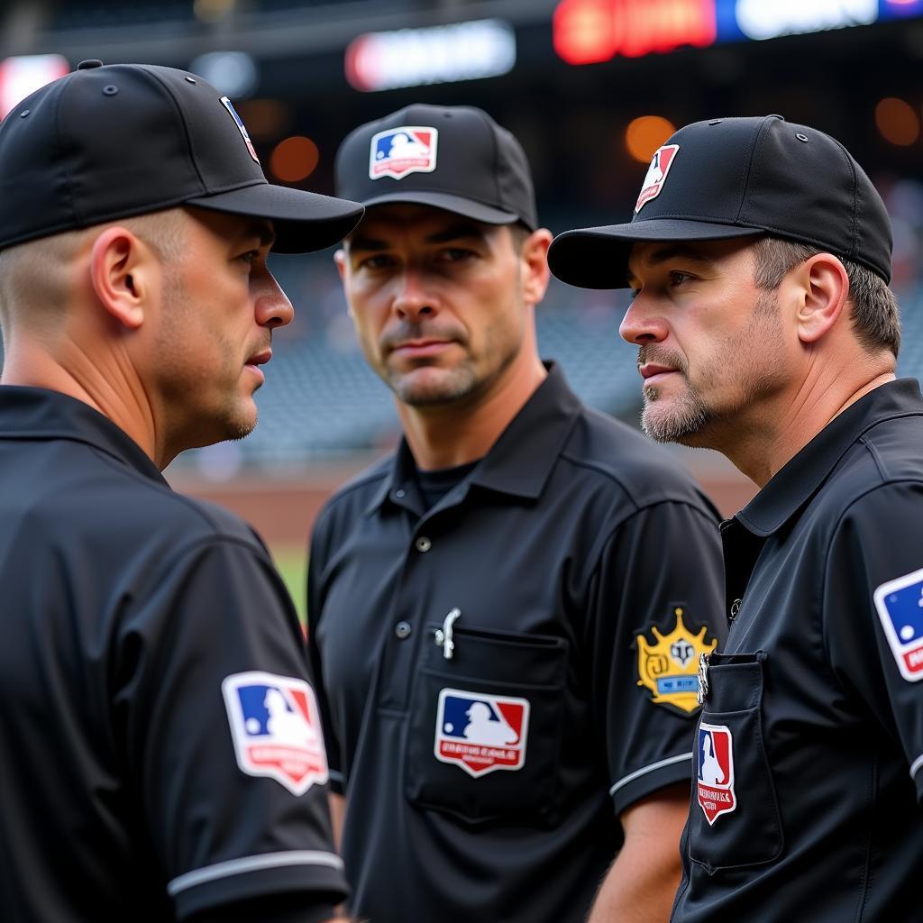 MLB Umpires Discussing a Call