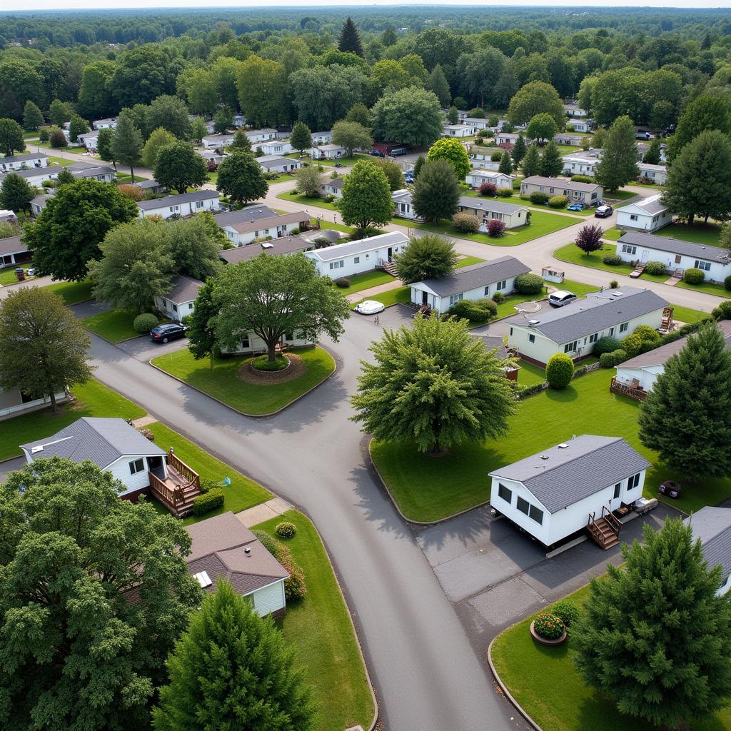 Spacious Mobile Home Park with Lush Greenery