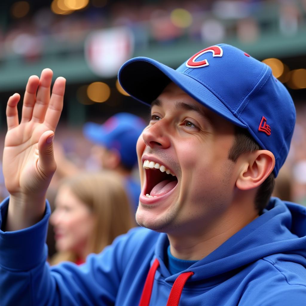 Modern Cubs Fan Sporting a Replica 1908 Cap