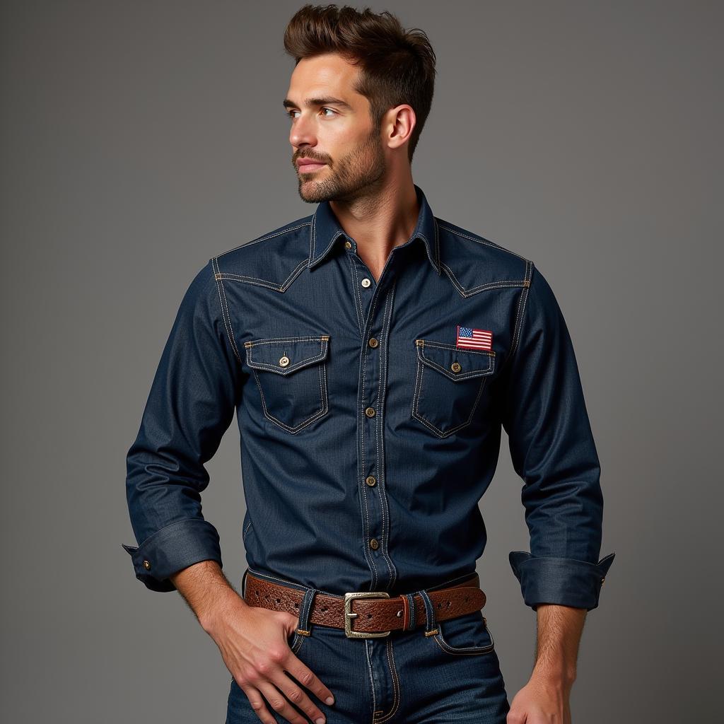 Modern Fitted Patriotic Western Shirt