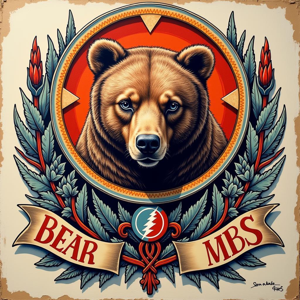 A modern interpretation of a Grateful Dead bear poster