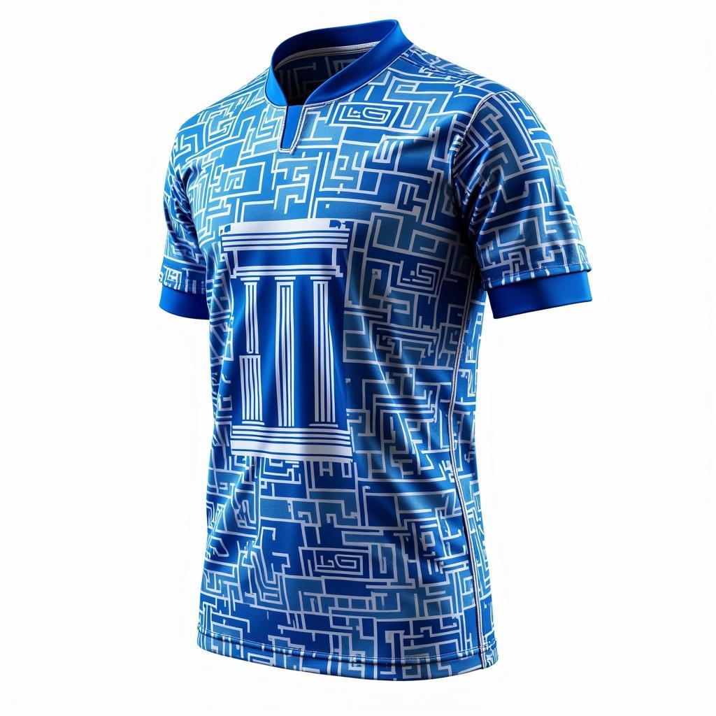 Modern Greek Jersey with Dynamic Patterns and Performance Fabric