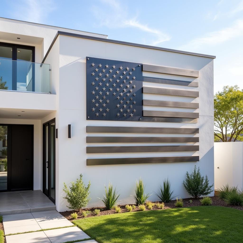 Modern metal American flag wall decor