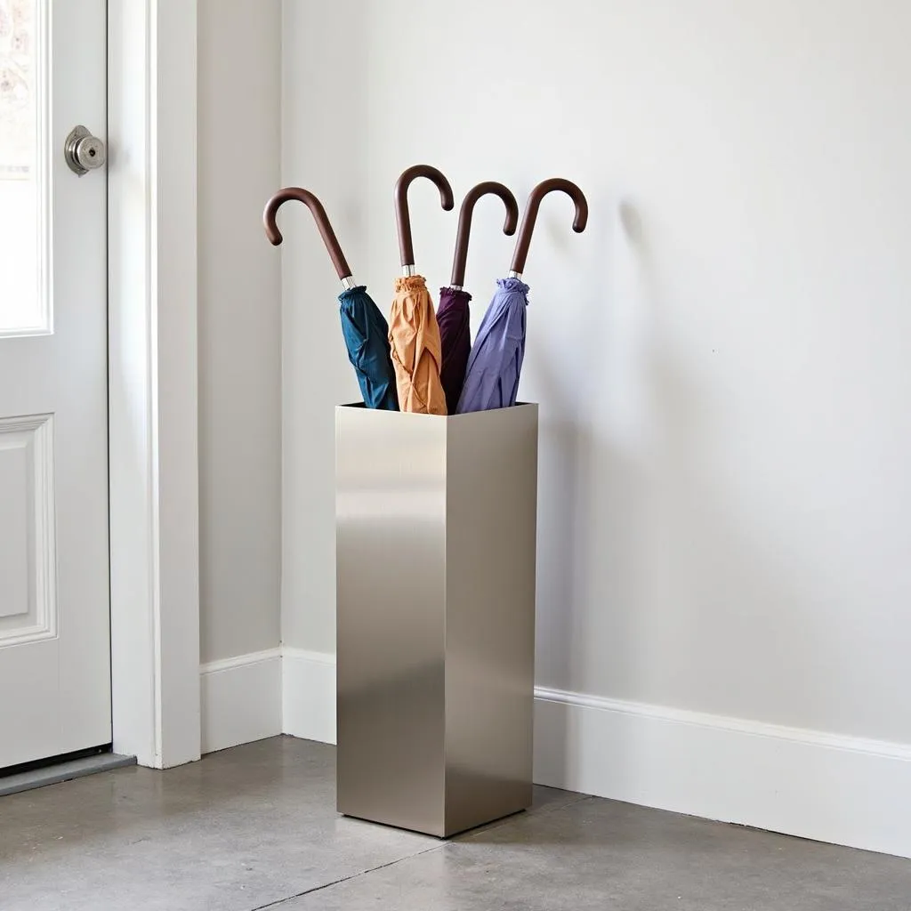 Modern Square Umbrella Stand in Minimalist Entryway