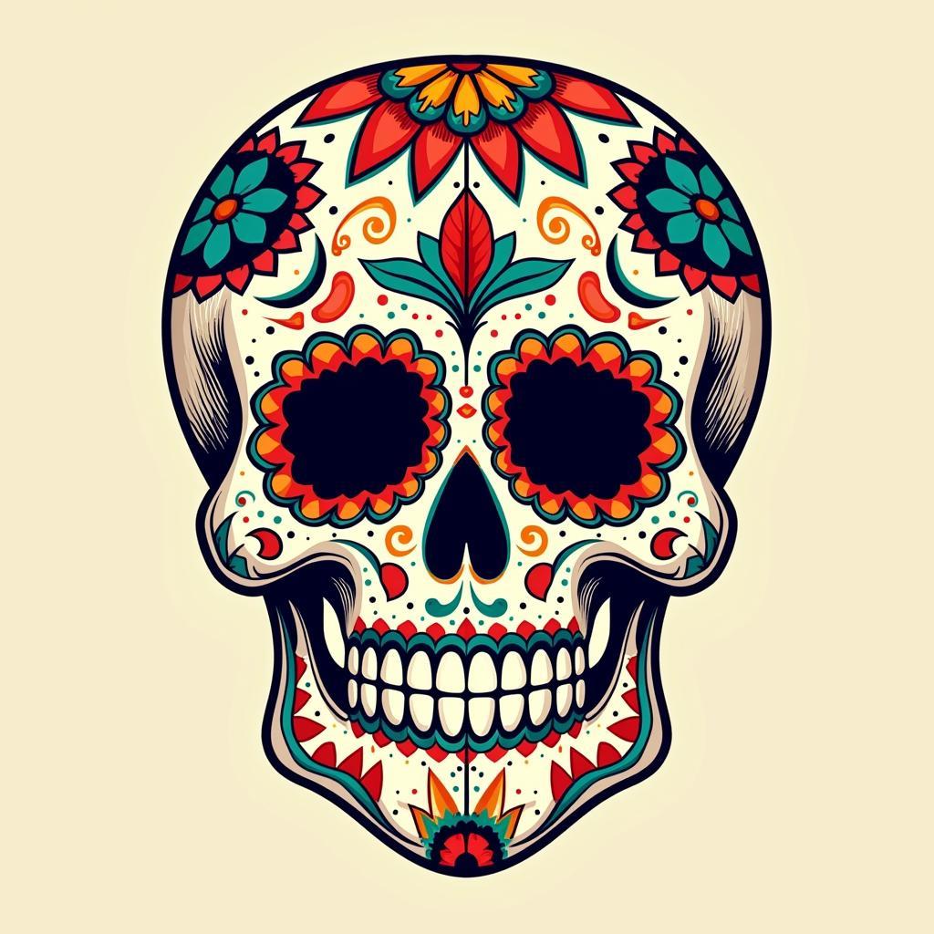 Modern artistic interpretation of a sugar skull