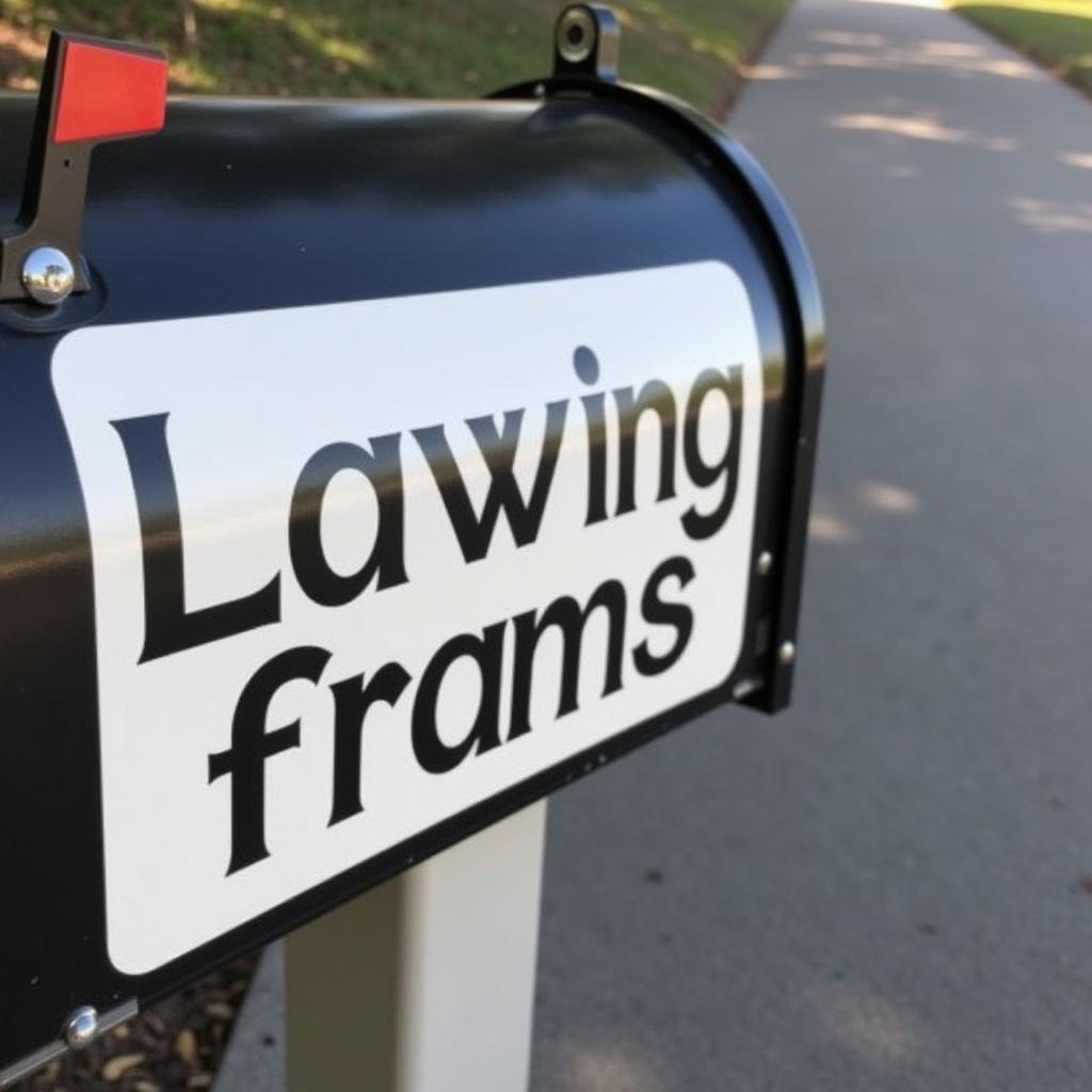 Modern vinyl lettering on a mailbox