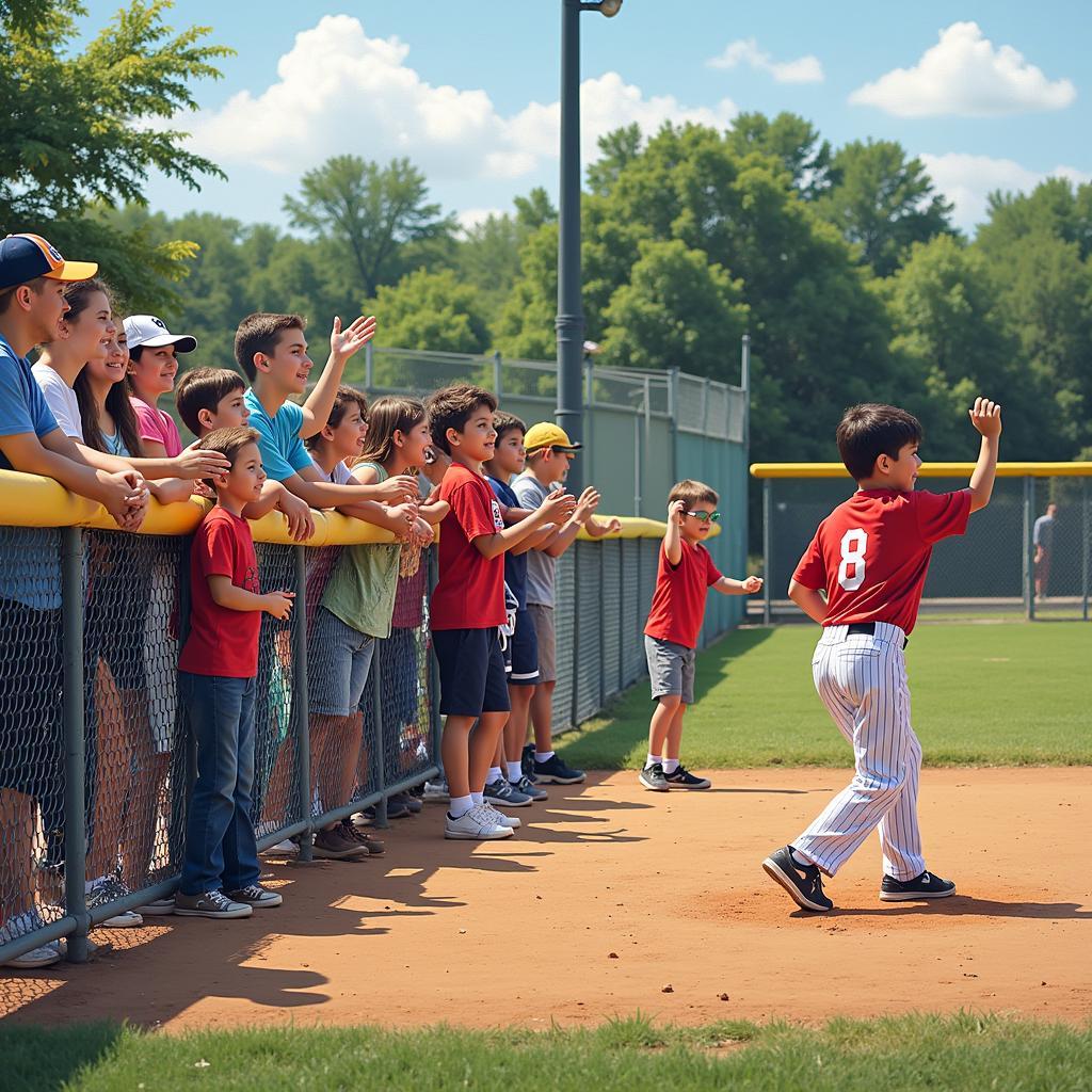 Parents and families cheering for Monticello Youth Baseball team