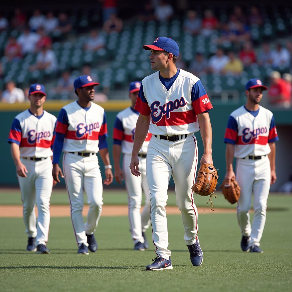 Montreal Expos uniforms from the 1990s, featuring the return of the tricolor design.