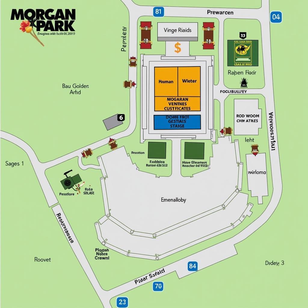 Map showing different areas of Morgan Park Concert venue