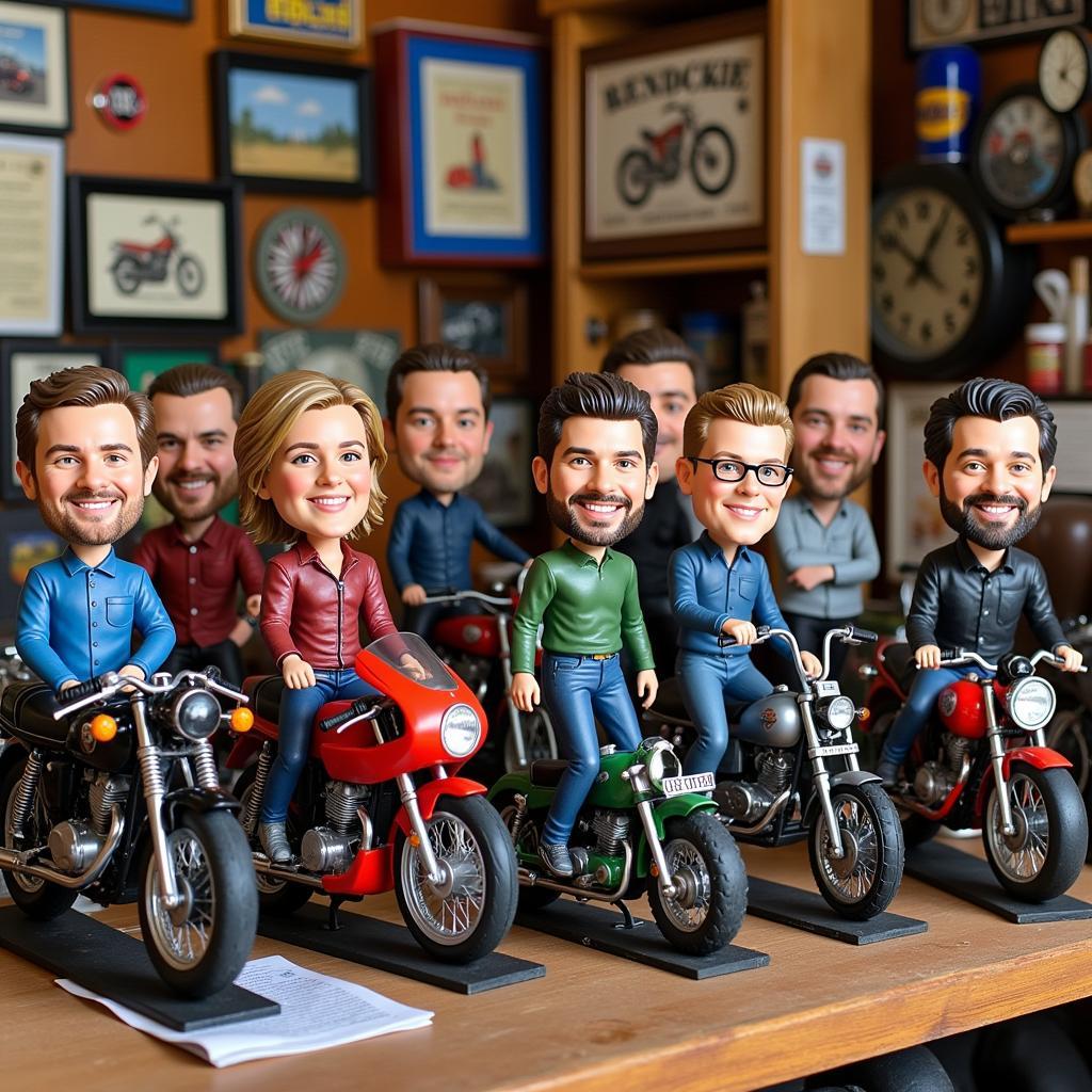 Collection of moto bobbleheads