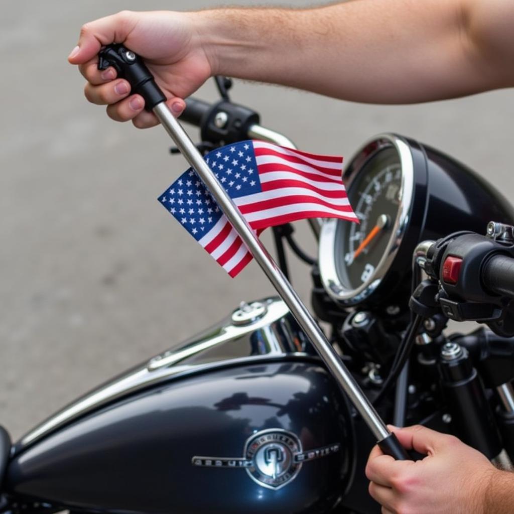 Installing a motorcycle flag pole kit