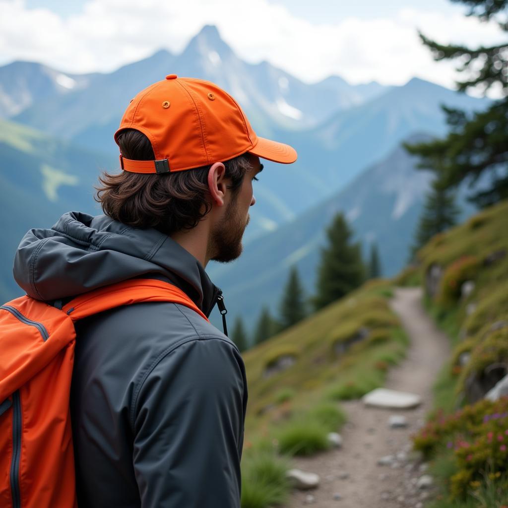 Man Hiking With a Mountain Baseball Hat