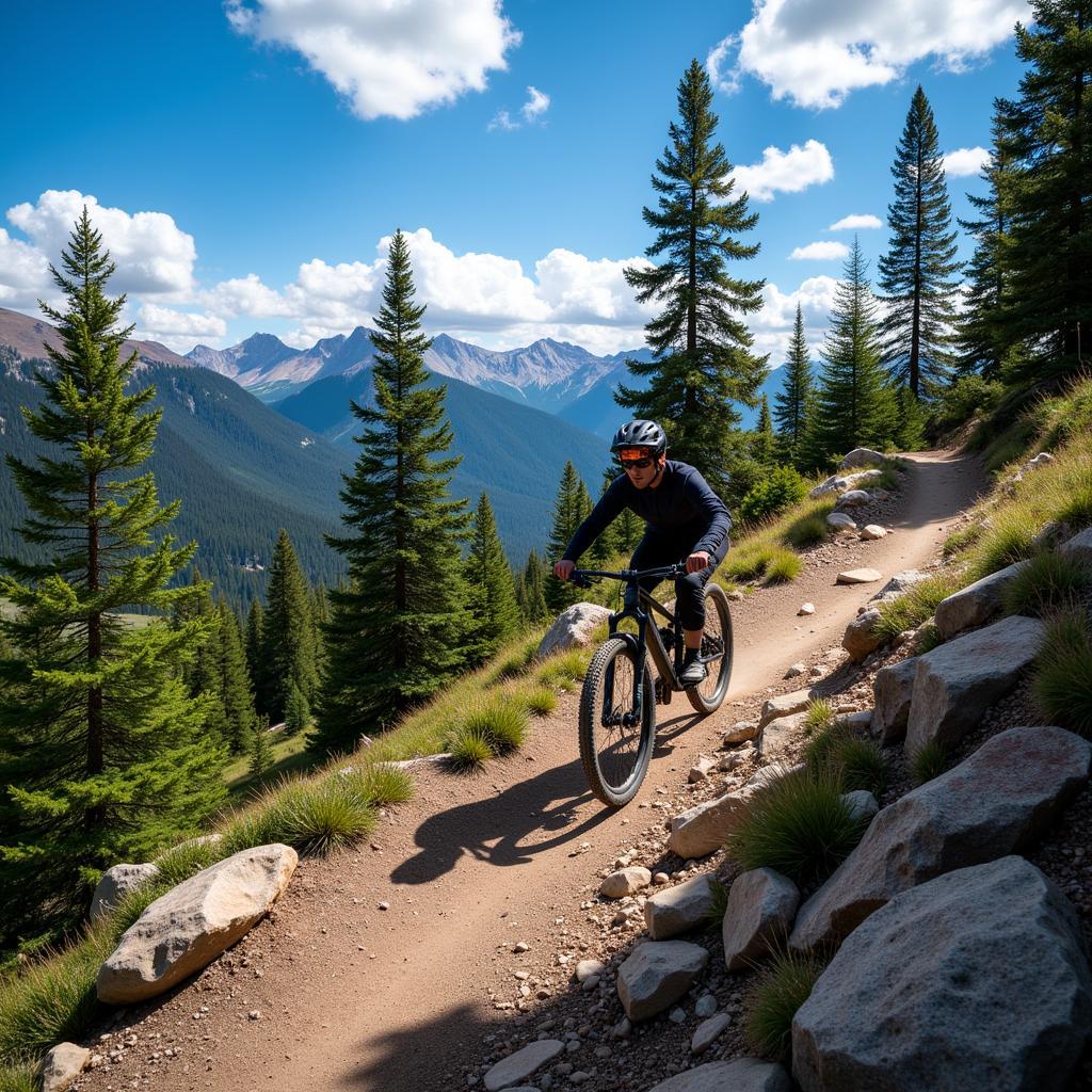 Mountain biking on rugged Rocky Mountain trails