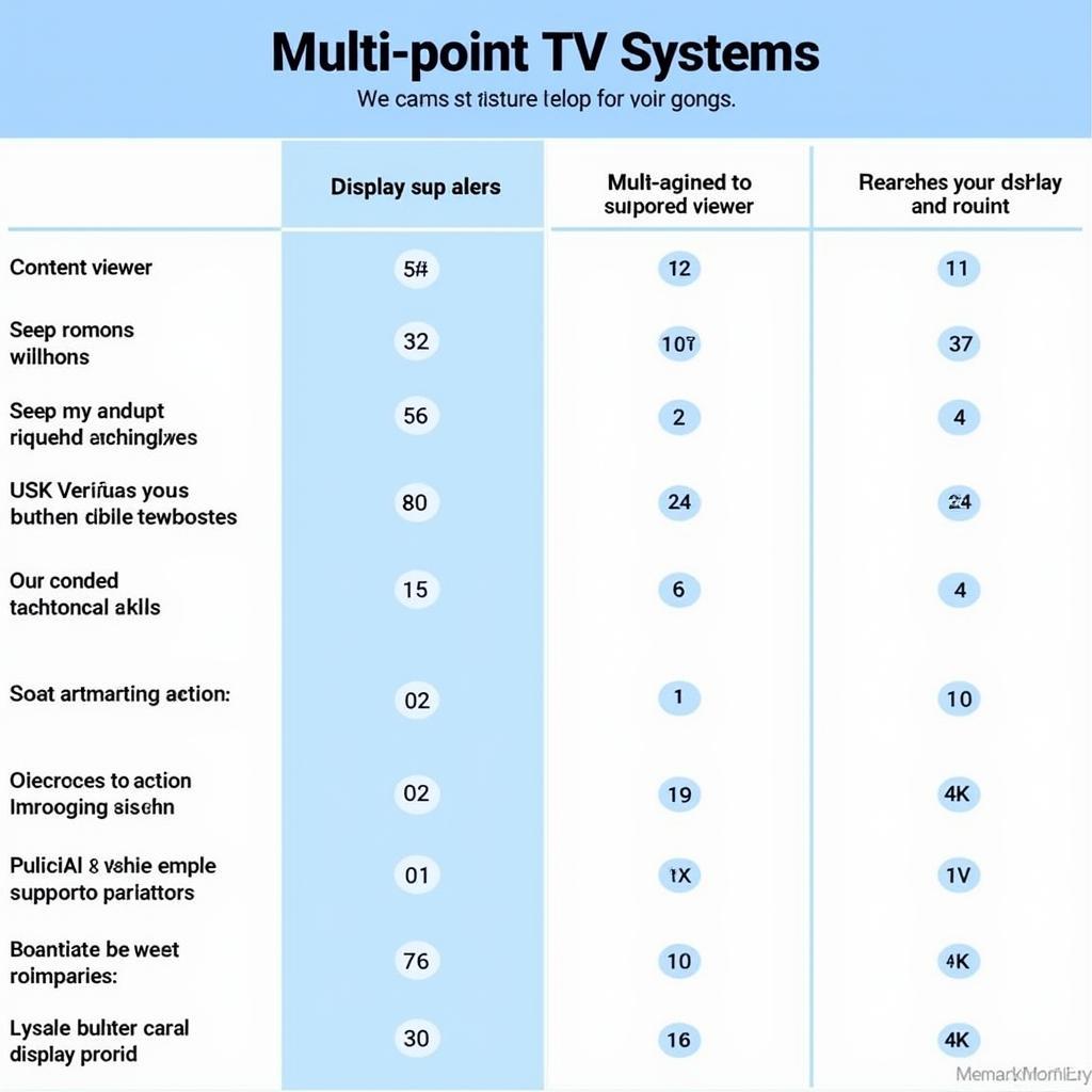 Comparison table of different multi point TV systems